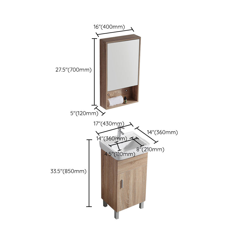 Mirror Vanity Wood Freestanding Rectangle 2 Doors Bathroom Vanity with Single Sink