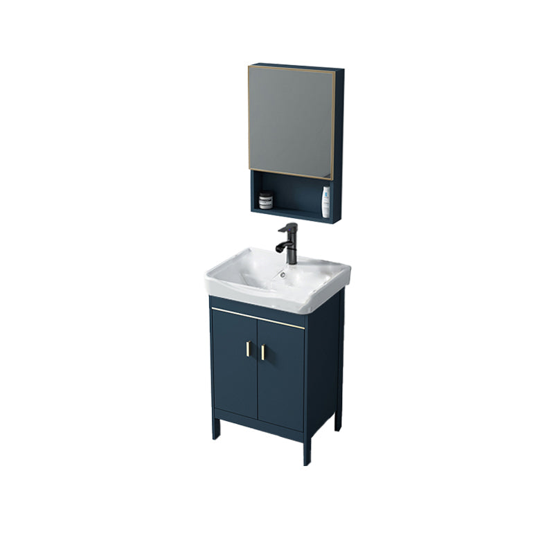 Contemporary Blue Sink Cabinet Metal Mirror Cabinet Bathroom Vanity Cabinet