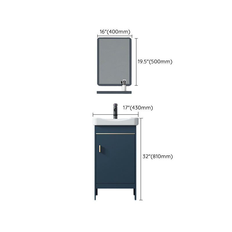 Contemporary Blue Sink Cabinet Metal Mirror Cabinet Bathroom Vanity Cabinet