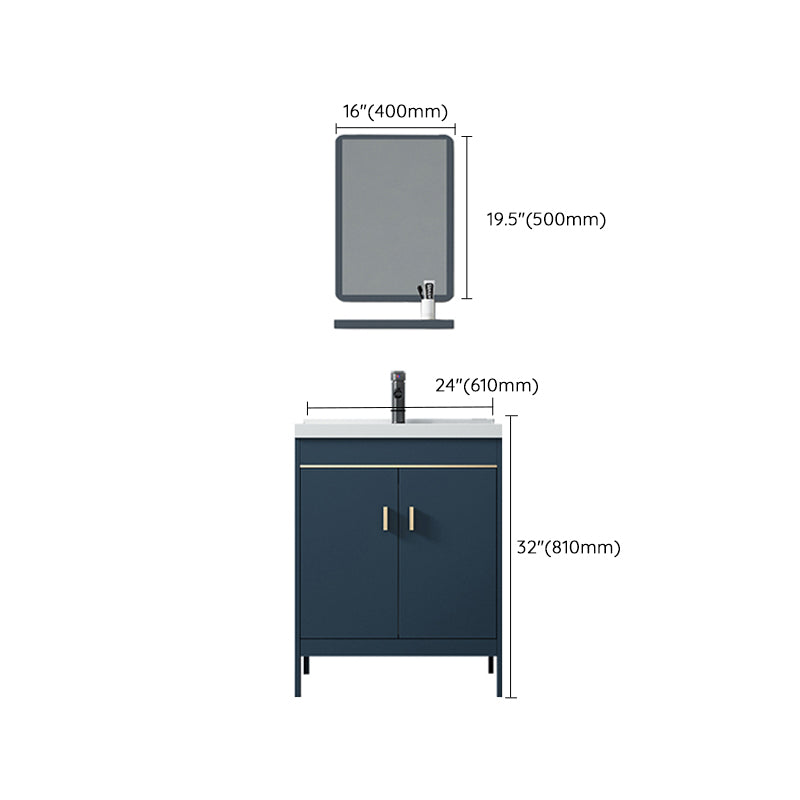 Contemporary Blue Sink Cabinet Metal Mirror Cabinet Bathroom Vanity Cabinet
