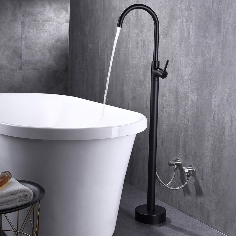 Modern Floor Mounted High Arc Freestanding Tub Filler Metal Freestanding Tub Filler Trim