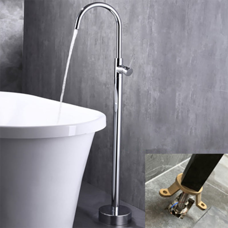 Modern Floor Mounted High Arc Freestanding Tub Filler Metal Freestanding Tub Filler Trim