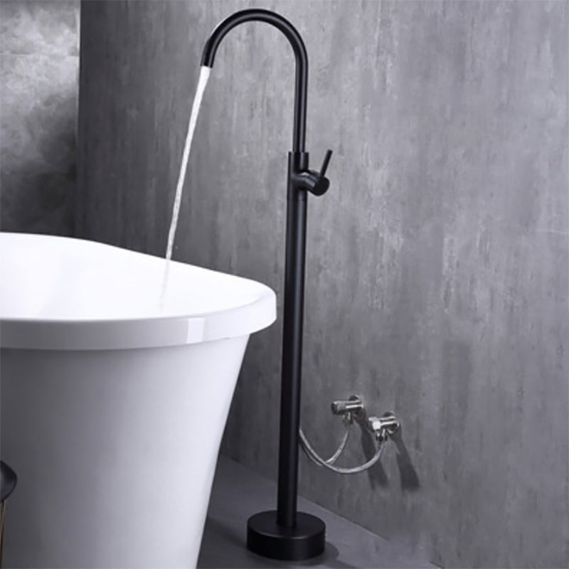 Modern Floor Mounted High Arc Freestanding Tub Filler Metal Freestanding Tub Filler Trim