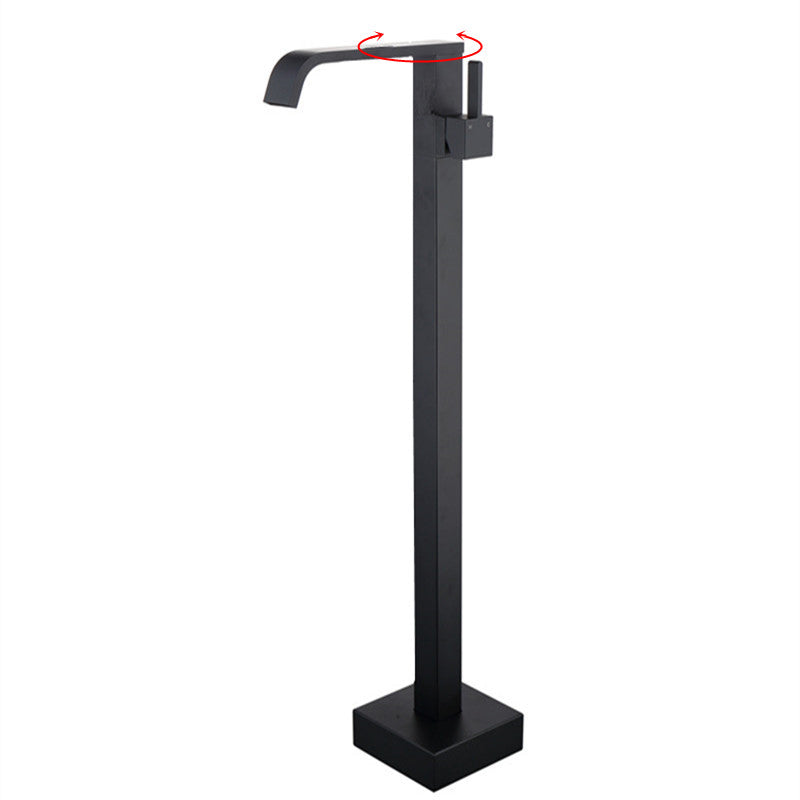 Modern Floor Mounted High Arc Freestanding Tub Filler Metal Freestanding Tub Filler Trim