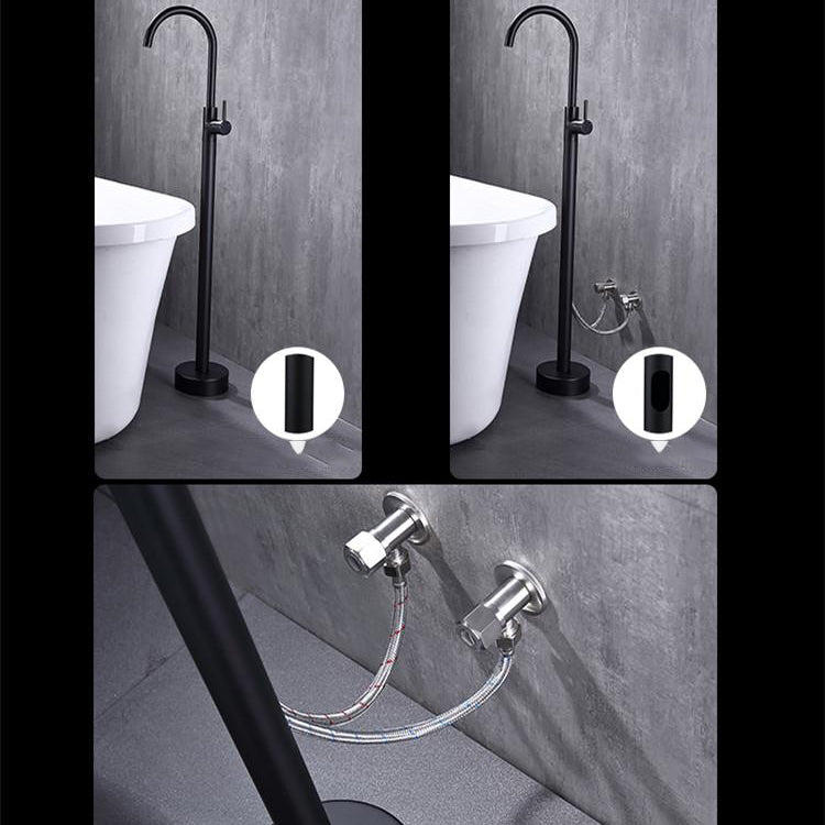 Modern Floor Mounted High Arc Freestanding Tub Filler Metal Freestanding Tub Filler Trim