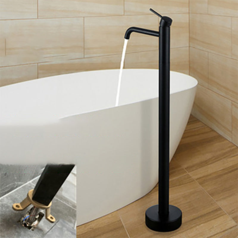 Modern Floor Mounted High Arc Freestanding Tub Filler Metal Freestanding Tub Filler Trim