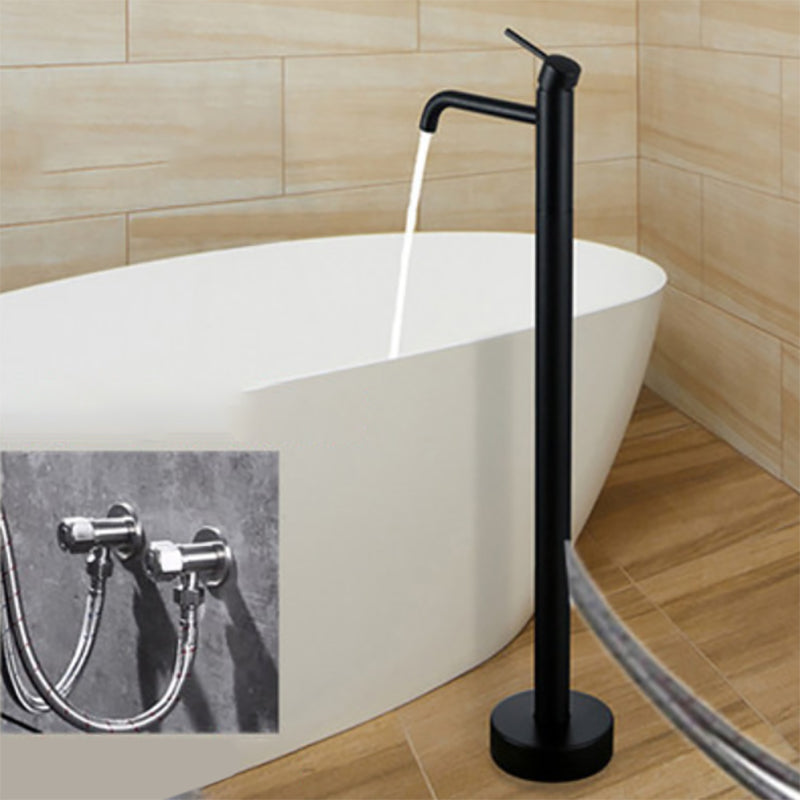 Modern Floor Mounted High Arc Freestanding Tub Filler Metal Freestanding Tub Filler Trim