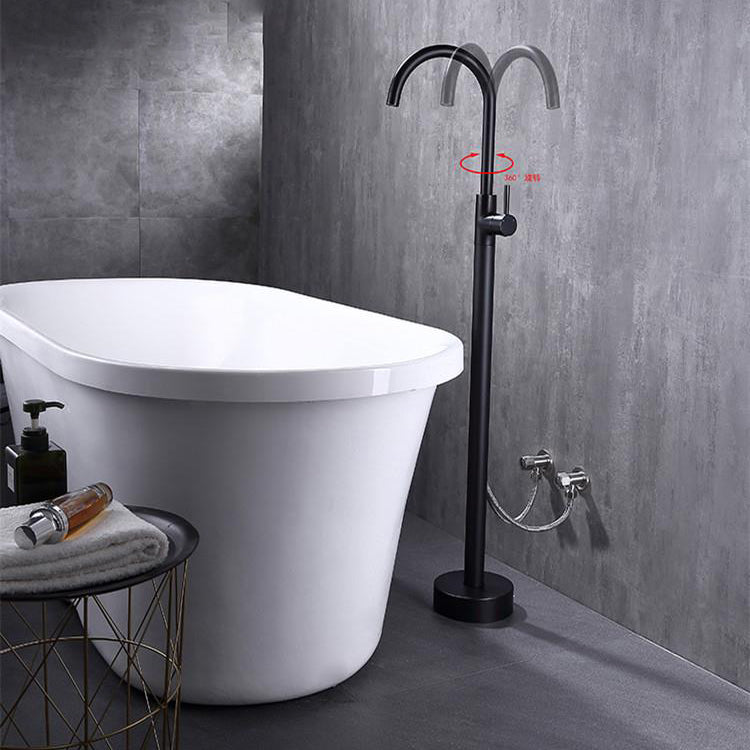 Modern Floor Mounted High Arc Freestanding Tub Filler Metal Freestanding Tub Filler Trim