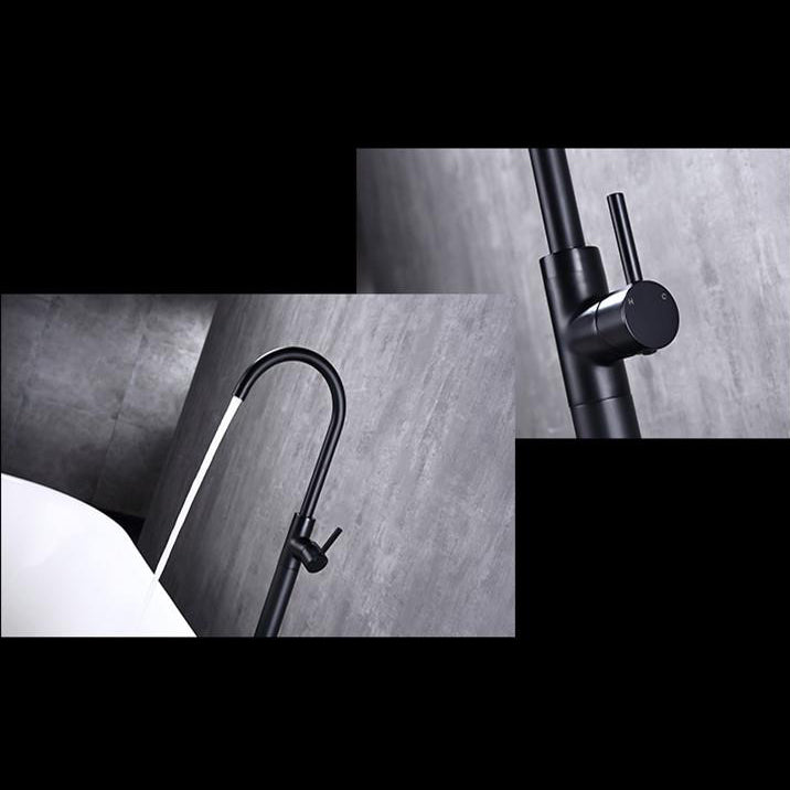 Modern Floor Mounted High Arc Freestanding Tub Filler Metal Freestanding Tub Filler Trim