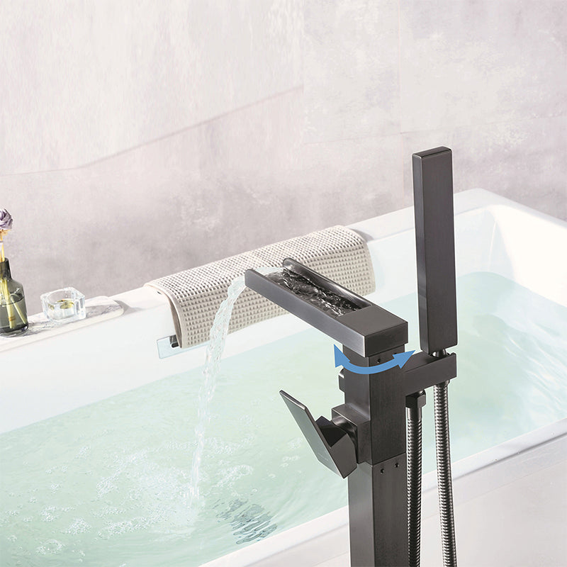 Floor Mounted High Arc Freestanding Tub Filler Copper Freestanding Tub Filler Trim