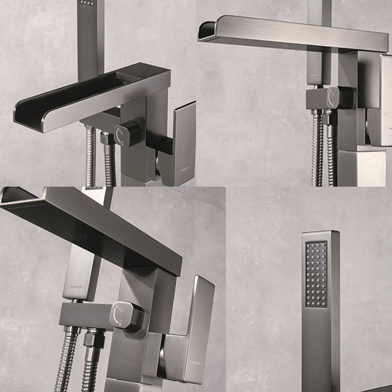 Floor Mounted High Arc Freestanding Tub Filler Copper Freestanding Tub Filler Trim
