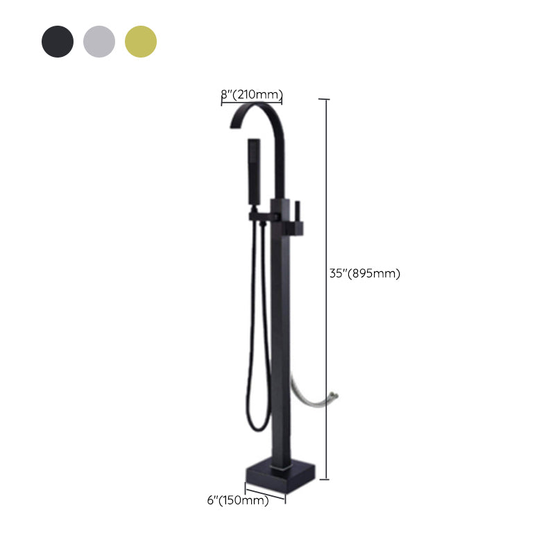 Floor Mounted High Arc Freestanding Tub Filler Copper Freestanding Tub Filler Trim