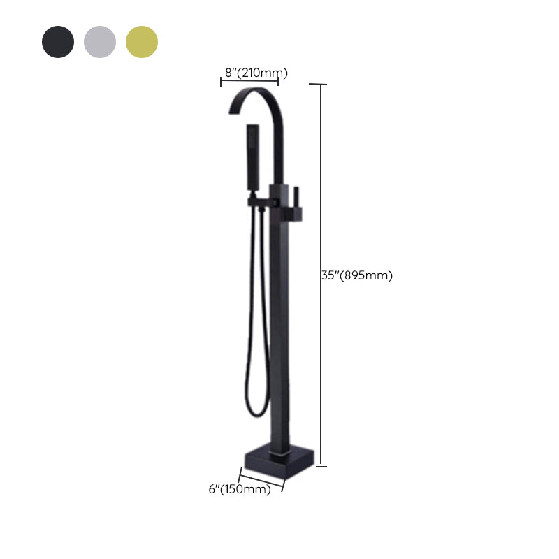 Floor Mounted High Arc Freestanding Tub Filler Copper Freestanding Tub Filler Trim