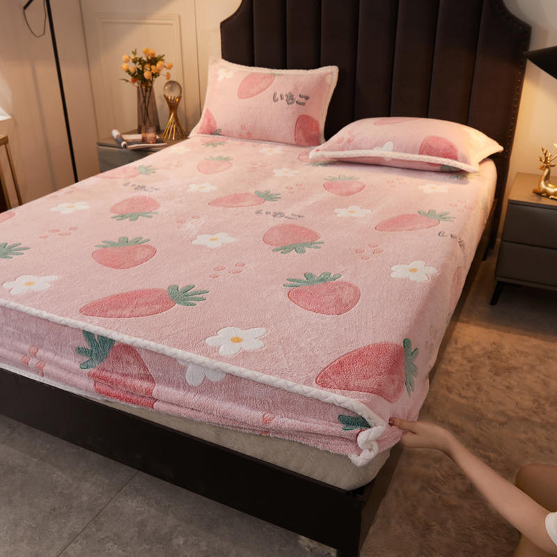 Fitted Sheet Flannel Printed Breathable Fade Resistant Soft Sheet Set