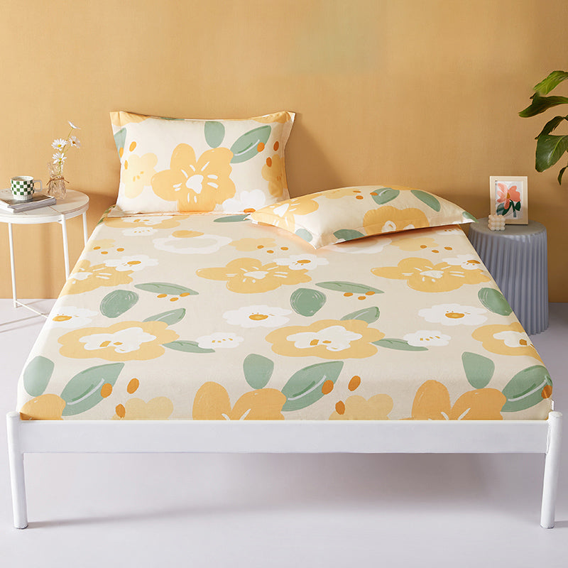 Twill Fitted Sheet Printed Cotton Fade Resistant Breathable Fitted Sheet