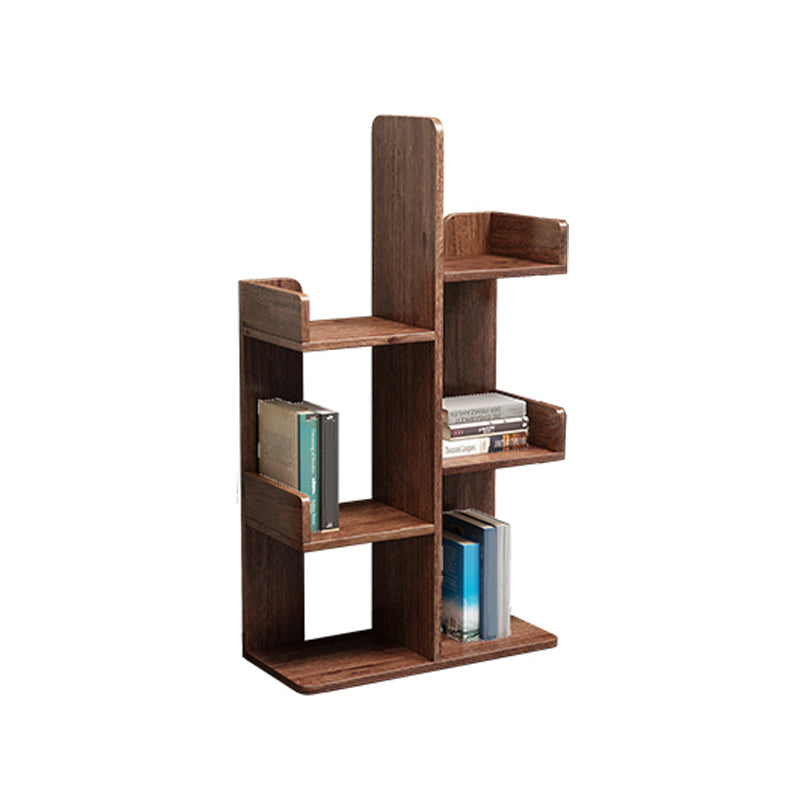 Modern Style Open Back Bookshelf Vertical Wooden Bookcase in Brown