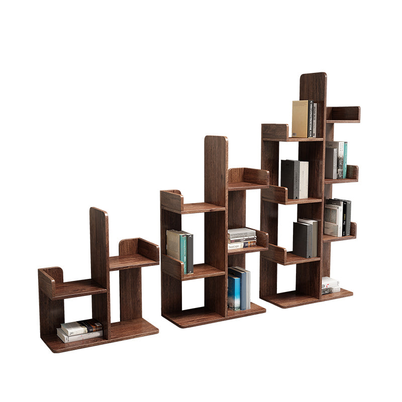 Modern Style Open Back Bookshelf Vertical Wooden Bookcase in Brown