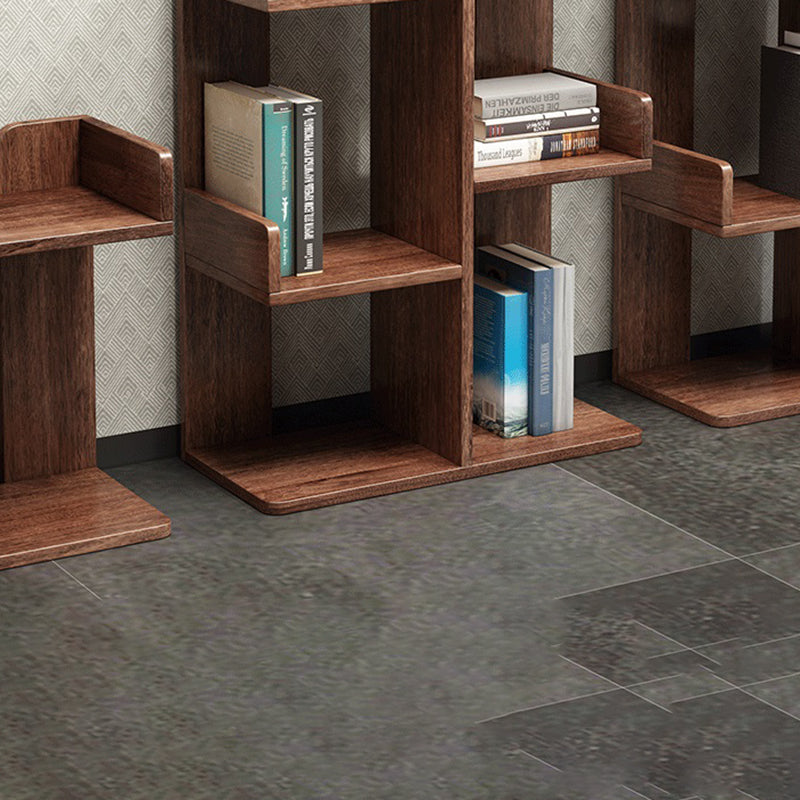Modern Style Open Back Bookshelf Vertical Wooden Bookcase in Brown