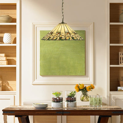 Barock konisch nach unten Beleuchtung 1 Kopf rosa/grün gefärbte Kunstglas hängsames Anhänger Licht