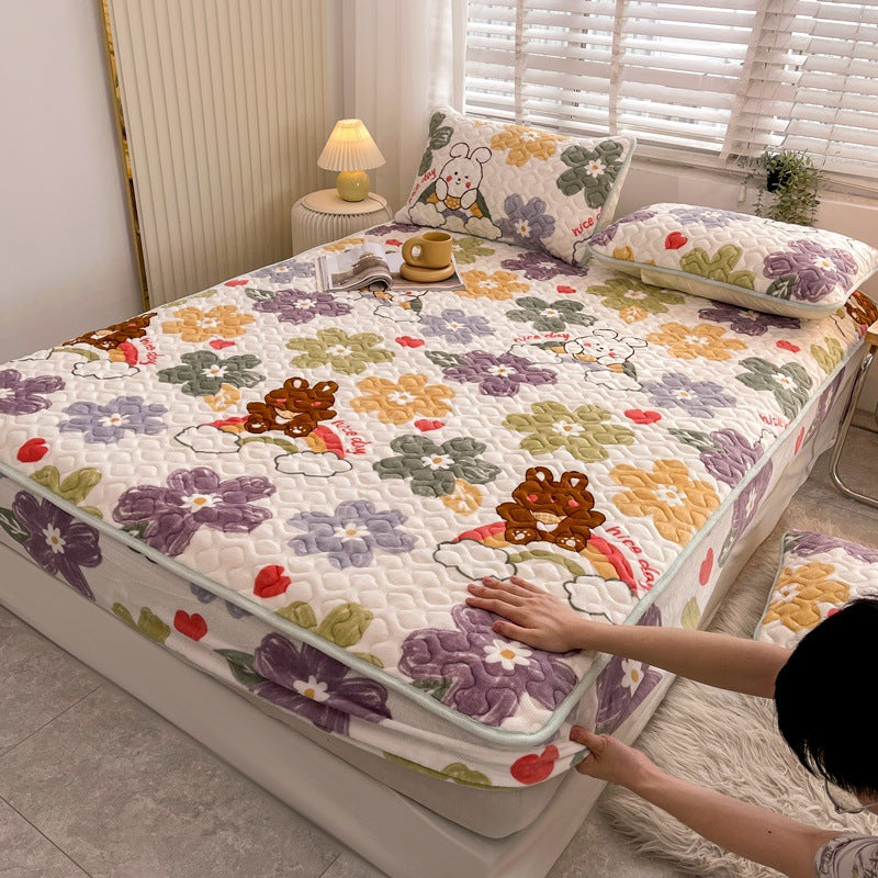 Fade Resistant Fitted Sheet Printed Breathable Fade Resistant Flannel Sheet Set