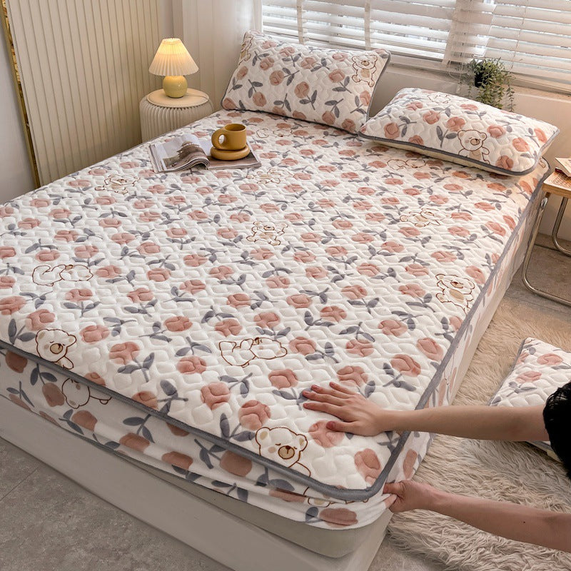 Fade Resistant Fitted Sheet Printed Breathable Fade Resistant Flannel Sheet Set