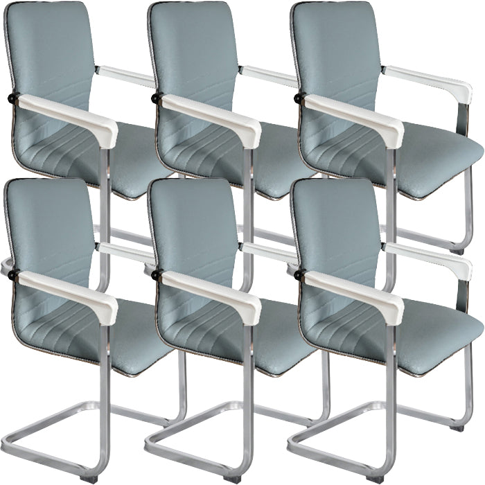 Contemporary Fixed Arms Office Chair Leather Task Chair for Office
