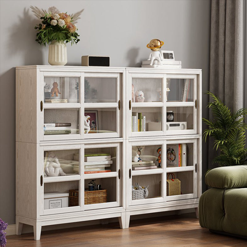 Standard White Bookcase Wooden Contemporary Bookshelf with Doors