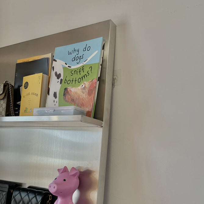 Contemporary Stainless Steel Bookcase Standard Closed Back Bookshelf for Bedroom