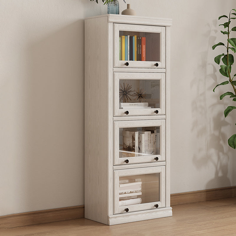 Wooden Standard Bookshelf Contemporary White Bookcase with Doors