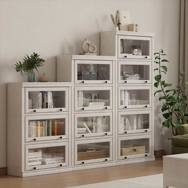 Wooden Standard Bookshelf Contemporary White Bookcase with Doors