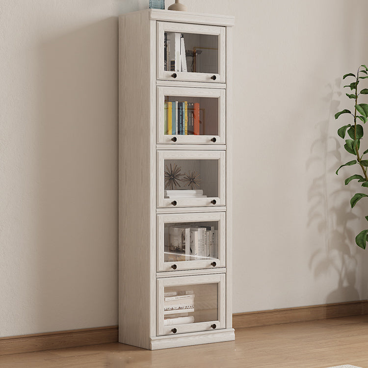 Wooden Standard Bookshelf Contemporary White Bookcase with Doors