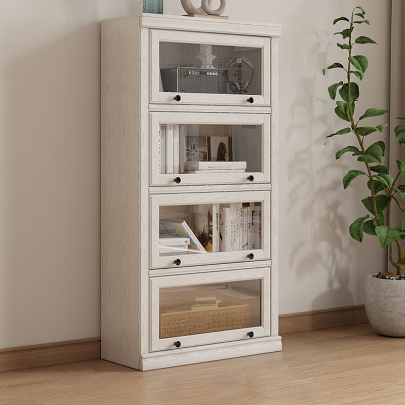 Wooden Standard Bookshelf Contemporary White Bookcase with Doors