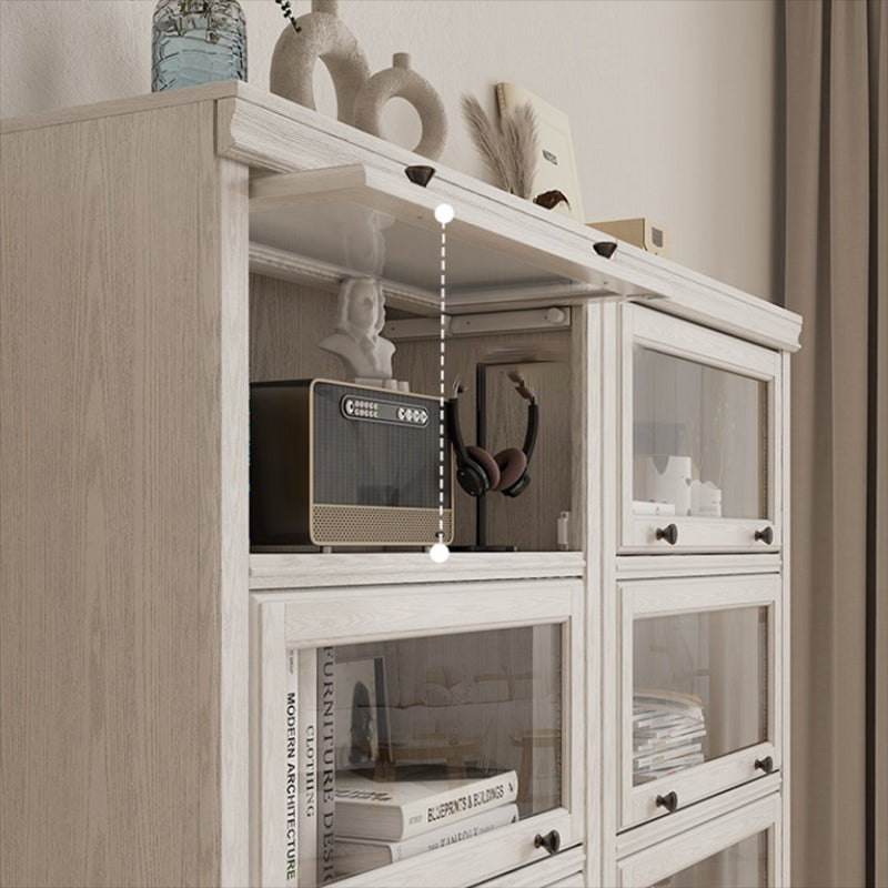 Wooden Standard Bookshelf Contemporary White Bookcase with Doors