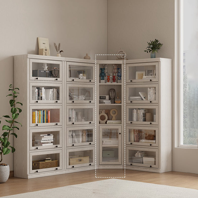 Wooden Standard Bookshelf Contemporary White Bookcase with Doors