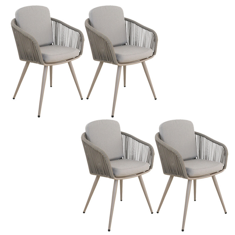 Tropical Faux Rattan Outdoor Chair with Removable Cushion and Arm