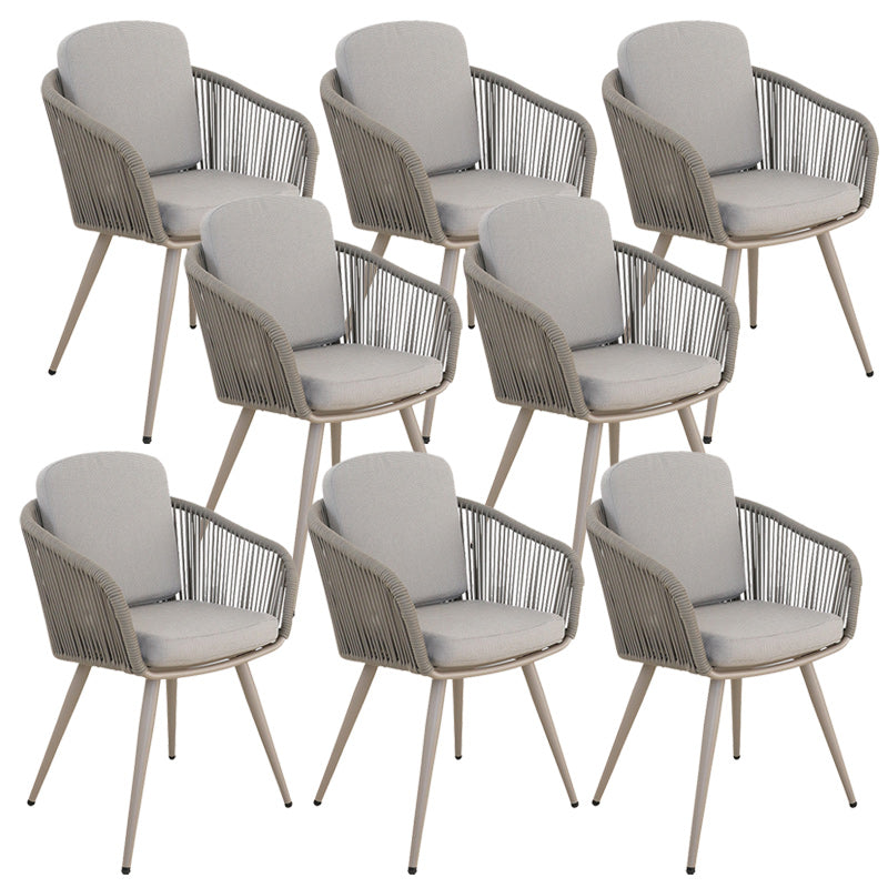 Tropical Faux Rattan Outdoor Chair with Removable Cushion and Arm