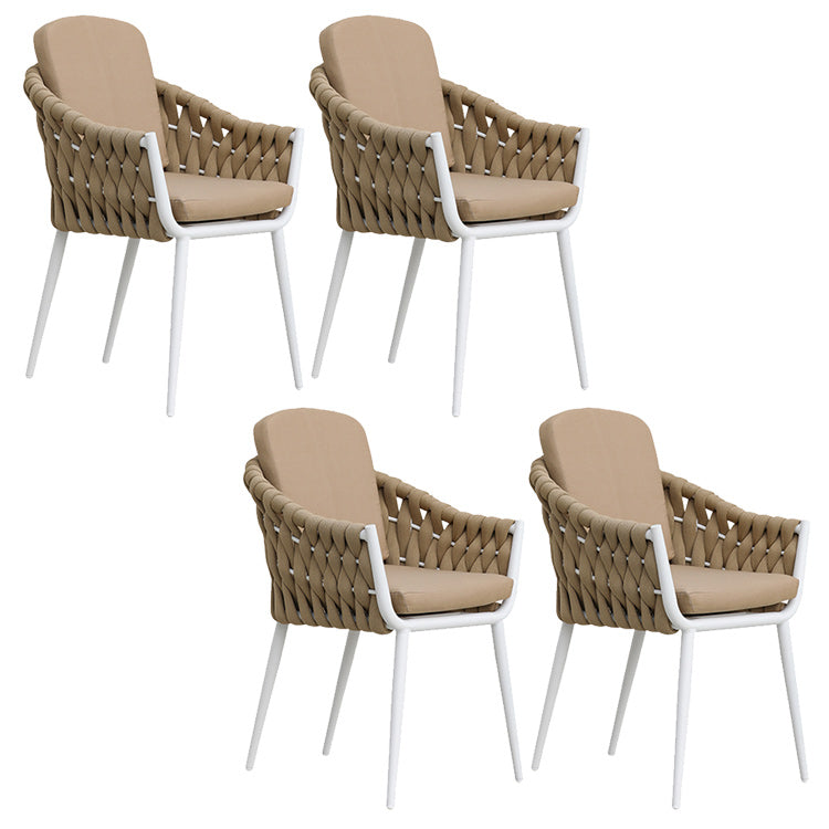 Tropical Faux Rattan Outdoor Chair with Removable Cushion and Arm