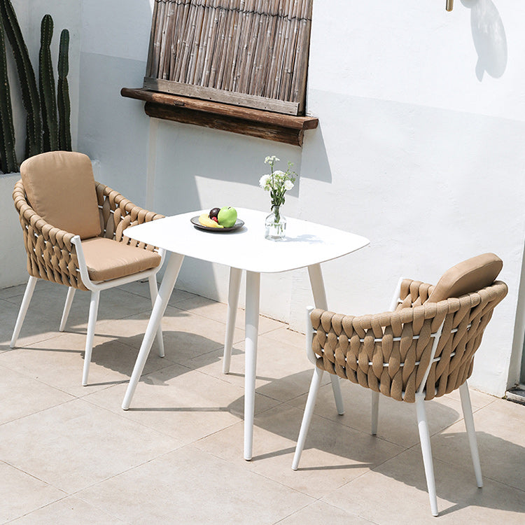 Tropical Faux Rattan Outdoor Chair with Removable Cushion and Arm