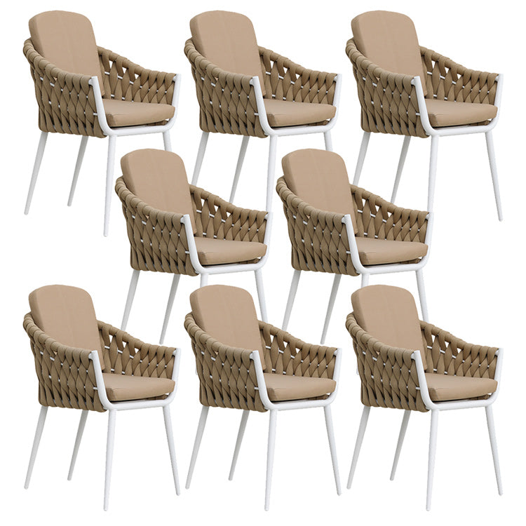 Tropical Faux Rattan Outdoor Chair with Removable Cushion and Arm