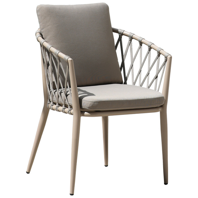 Tropical Faux Rattan Outdoor Chair with Removable Cushion and Arm