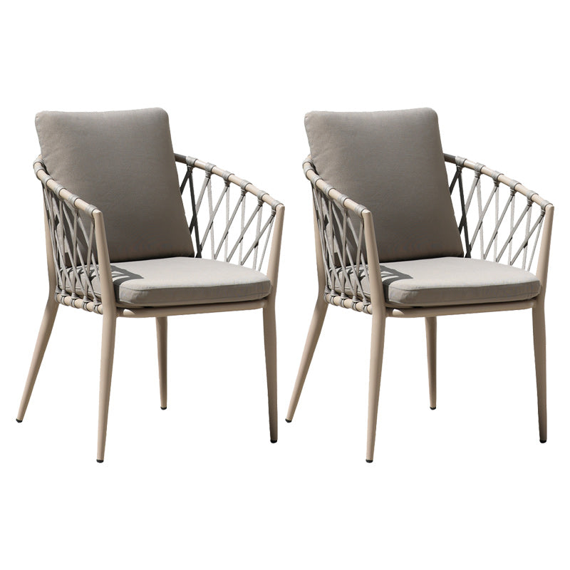 Tropical Faux Rattan Outdoor Chair with Removable Cushion and Arm