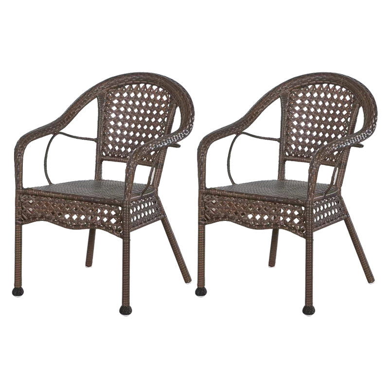 Tropical Dark Brown Indoor/ Outdoor Arm Chair in Faux Rattan