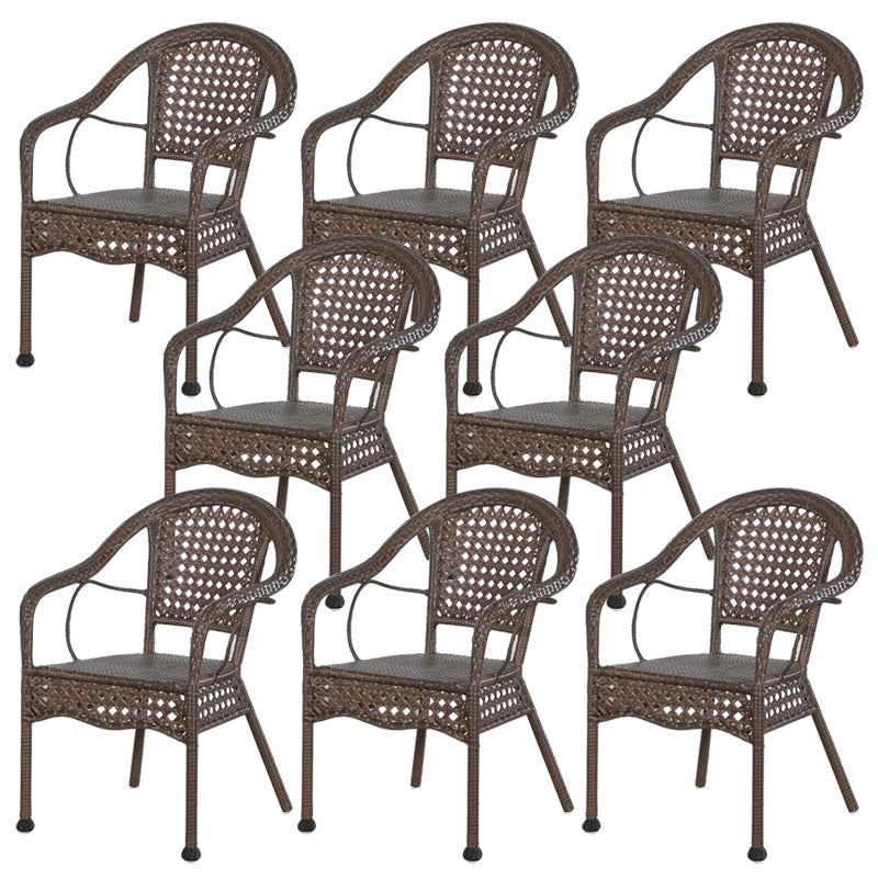 Tropical Dark Brown Indoor/ Outdoor Arm Chair in Faux Rattan