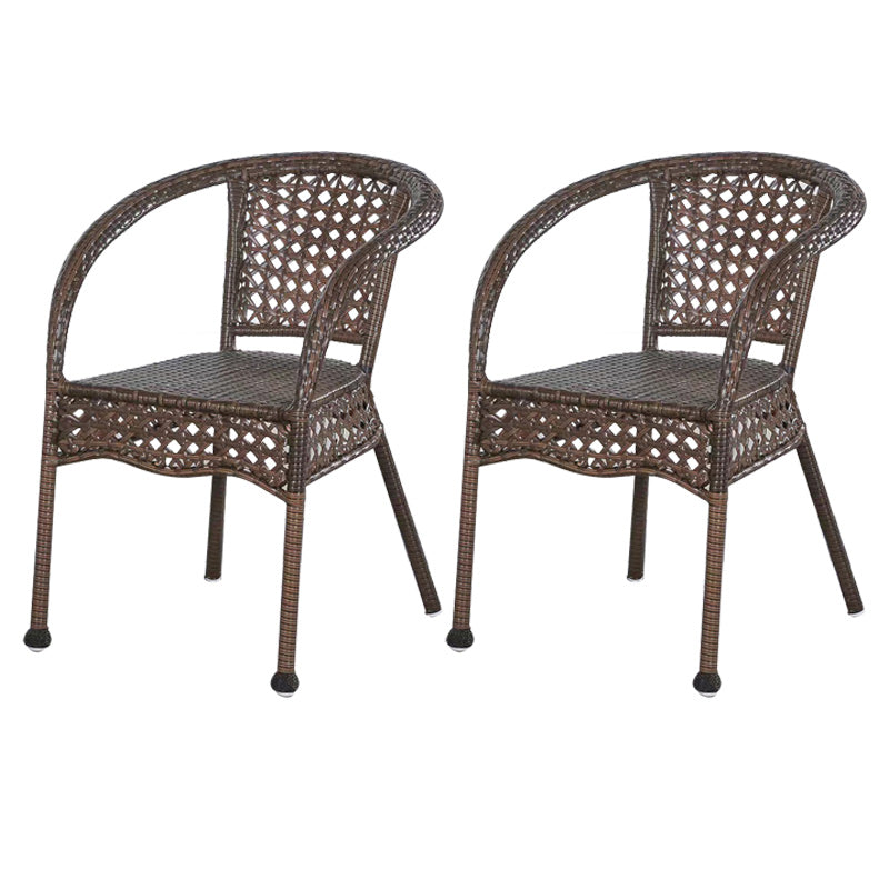 Tropical Dark Brown Indoor/ Outdoor Arm Chair in Faux Rattan