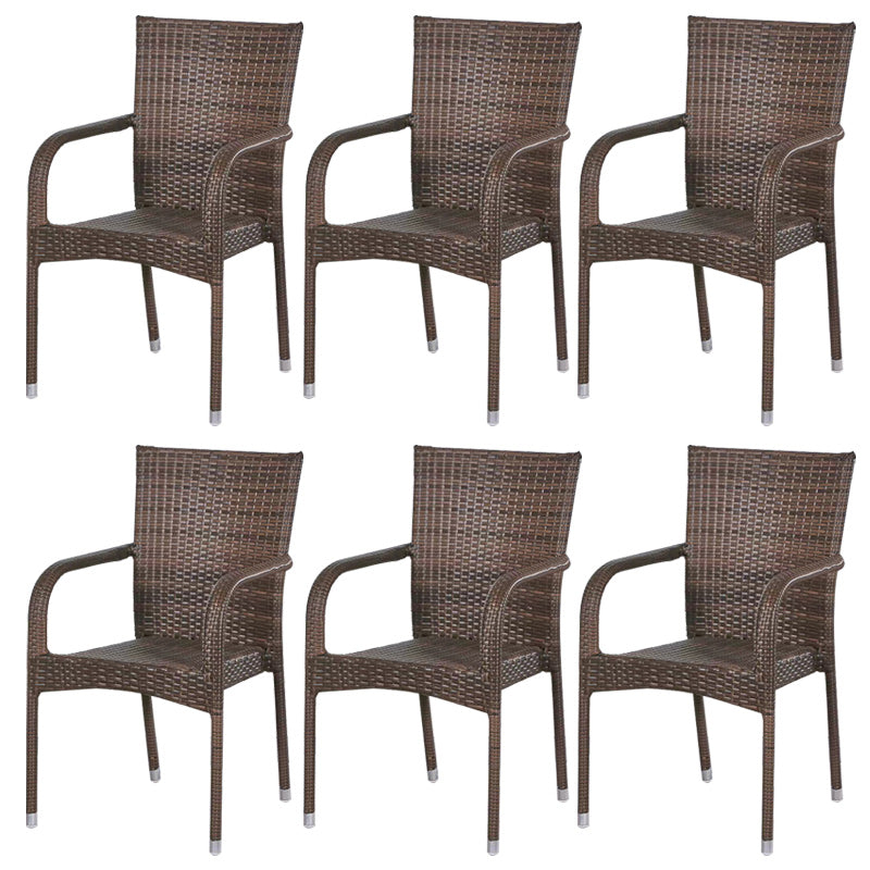 Tropical Dark Brown Indoor/ Outdoor Arm Chair in Faux Rattan