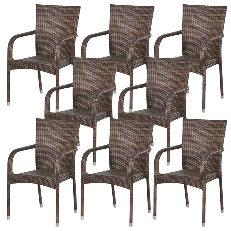 Tropical Dark Brown Indoor/ Outdoor Arm Chair in Faux Rattan