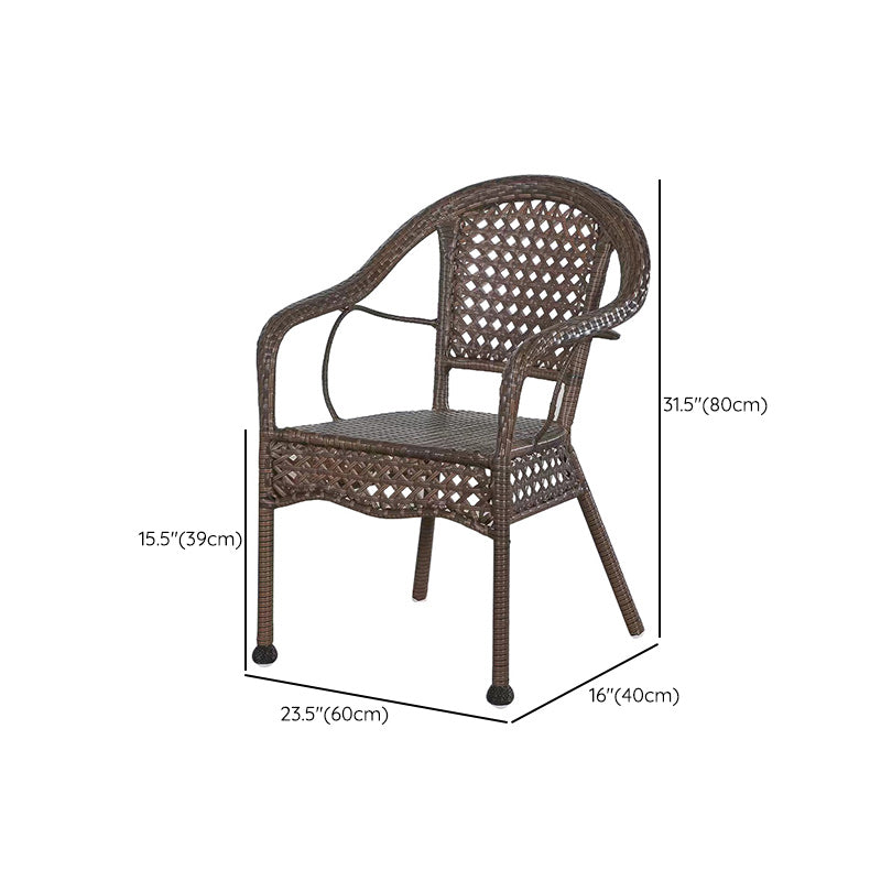 Tropical Dark Brown Indoor/ Outdoor Arm Chair in Faux Rattan