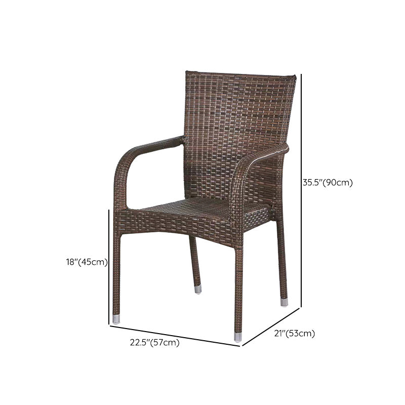 Tropical Dark Brown Indoor/ Outdoor Arm Chair in Faux Rattan