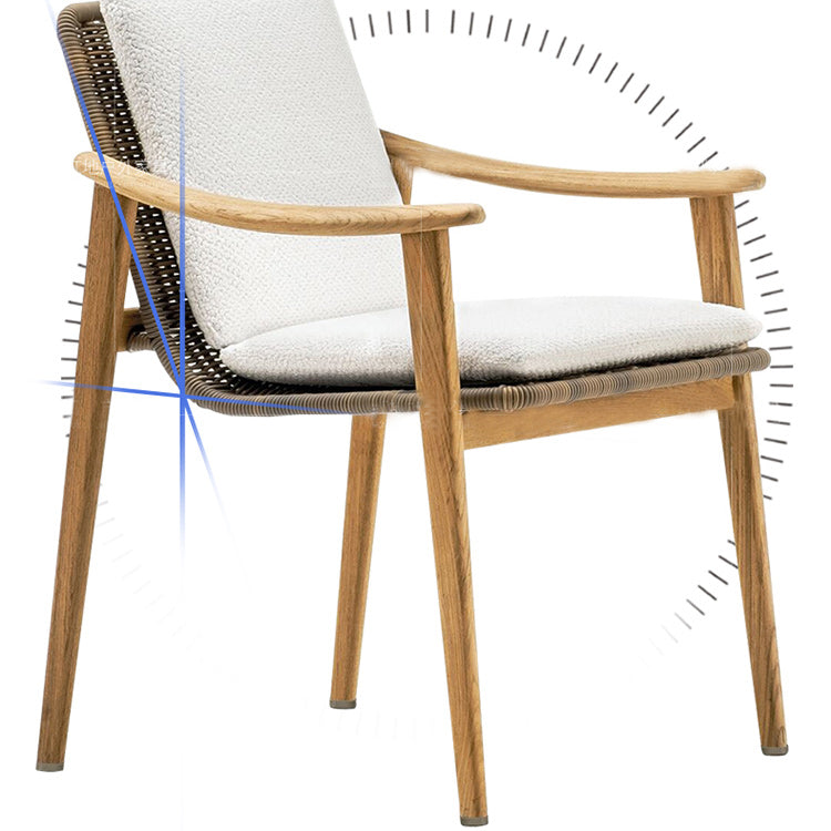 Contemporary Patio Dining Armchair with Water Repellent Finish Cushion in White