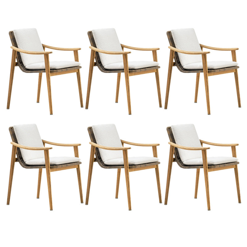 Contemporary Patio Dining Armchair with Water Repellent Finish Cushion in White